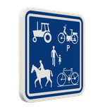 Panneau G2000 - F99c - Chemin réservé aux véhicules agricoles, aux piétons, cyclistes et cavaliers