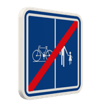 Panneau G2000 - F101b - Fin du chemin réservé à la circulation des piétons, cyclistes et cavaliers avec l’indication de la partie du chemin qui est affectée aux différentes catégories d’usagers