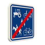 Panneau G2000 - F101c - Fin du chemin réservé aux véhicules agricoles, aux piétons, cyclistes et cavaliers