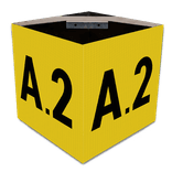 KUBUS bord 4-zijdig locatie aanduiding geel/zwart + montagebeugels - reflecterend