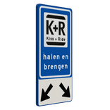 Verkeersbord RVV L52-OB504 K+R halen en brengen met pijlen - reflecterend