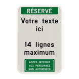 Panneau personnalisé avec en-tête verte et pictogramme sur mesure