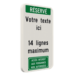 Panneau personnalisé avec en-tête verte et pictogramme sur mesure