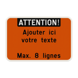 Panneau de Texte Personnalisable - Paysage Blanc/Orange Fluo