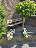 Parkbank met rugleuning kunststof type Bonn - Sand Beige / zwart