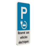 Panneau de stationnement E9 - Véhicules Électriques / Texte personnalisable