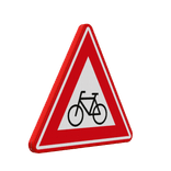 Verkeersbord waarschuwing overstekende fietsers RVV J24 - reflecterend