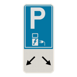 Panneau de stationnement E9 voiture électrique - bleu - avec flèches