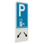 Parkeerbord E9 elektrisch laden - blauw - met pijlen