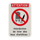 Panneau d'information - Feux d'artifice interdit - Texte personnalisé