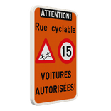 Panneau combiné - Route réservé aux vélos - Les voitures sont autorisées