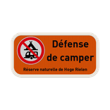 Panneau d'interdiction - Camping interdit - Texte personnalisé