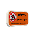 Panneau d'interdiction - Camping interdit - Texte personnalisé