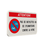 Panneau Attention – Pas de Bicyclettes ni de Cyclomoteurs