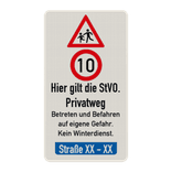 Verkehrsschild Privatweg, Hier gilt die StVO - reflektierend