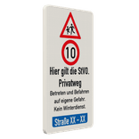 Verkehrsschild Privatweg, Hier gilt die StVO - reflektierend