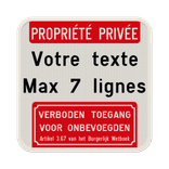 Panneau d'interdiction - Propriété privée - Texte personnalisé - Accès interdit