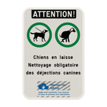 Panneau chien personnalisable avec 2 pictogrammes et logo