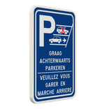 Parkeerbord - Graag achterwaarts parkeren - Veuillez vous garer en marche arrière