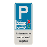 Panneau de stationnement - Stationnement uniquement en marche avant + texte personnalisé