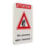 Panneau d'information - Des personnes agées traversent