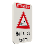 Panneau de signalisation - Attention ! Rails de tram