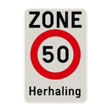 Zonebord SB250 ZC43 – Begin snelheidszone met snelheidsbeperking - Herhaling