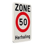 Zonebord SB250 ZC43 – Begin snelheidszone met snelheidsbeperking - Herhaling