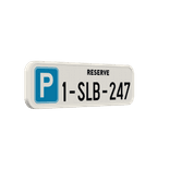 Panneau de parking réservé avec plaque d’immatriculation personnalisée