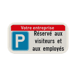 Panneau parking visiteurs réservé avec nom d’entreprise
