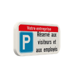 Panneau parking visiteurs réservé avec nom d’entreprise