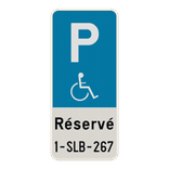 Panneau parking PMR avec plaque d’immatriculation personnalisée