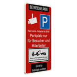 Verkehrsschild Betriebsgelände - Parkplatz nur für Besucher und Mitarbeiter - für Unbefugte verboten - Bußgeld