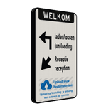 Routebord bedrijven terrein met 2 verwijzingen + logo - reflecterend