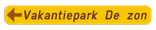 Verkeersbord SB250 F37 - Wegwijzer naar hotels, campings, restaurant - links