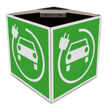 Parkplatzschild E-Auto (Ladestationen) 4‑seitig KUBUS – reflektierend
