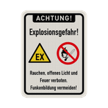 Warnschild Explosionsgefahr, Rauchen, offenes Licht und Feuer verboten - reflektierend