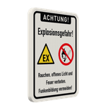 Warnschild Explosionsgefahr, Rauchen, offenes Licht und Feuer verboten - reflektierend