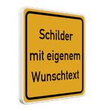 Verkehrsschilder Quadrat (1:1) mit Wunschtext gelb/schwarz - reflektierend