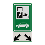 Verkeersbord oplaadpunt elektrische voertuigen + pijlen (groen) - reflecterend