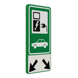 Verkeersbord oplaadpunt elektrische voertuigen + pijlen (groen) - reflecterend