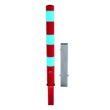 Rampaal Ø89x900mm staal verzinkt - rood/wit - verwijderbaar met grondstuk
