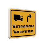 Verkehrsschild - Warenannahme/Warenversand mit Piktogram/Pfeil - reflektierend