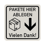 Hinweisschild Pakete hier ablegen - reflektierend