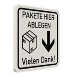 Hinweisschild Pakete hier ablegen - reflektierend