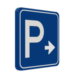 Verkeersbord parkeerplaats route + pijl - reflecterend