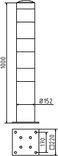 Rampaal Ø152x1000mm met voetplaat, verzinkt of geel/zwart