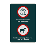 Bord DOR aluminium 40x60cm - Honden en (brom)fietsen verboden - klasse 3 reflecterend