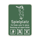 Schild Spielplatz für Kinder unter 14 Jahren (Grün) - reflektierend