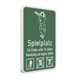 Schild Spielplatz für Kinder unter 14 Jahren (Grün) - reflektierend